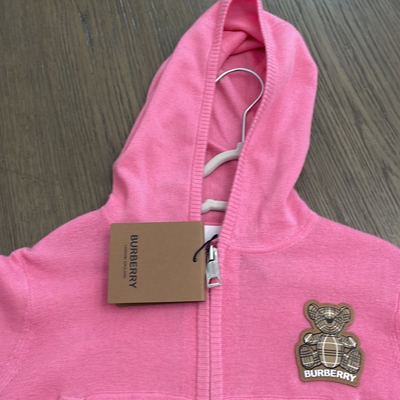 Burberry Bubble Gum Pink Cashmere zip up 3Y NWT - Picture 5 of 11